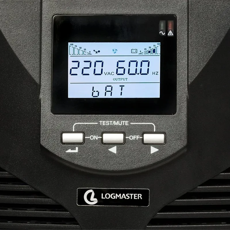 Painel frontal do Nobreak Série LMX PRO V3 900 da Logmaster.